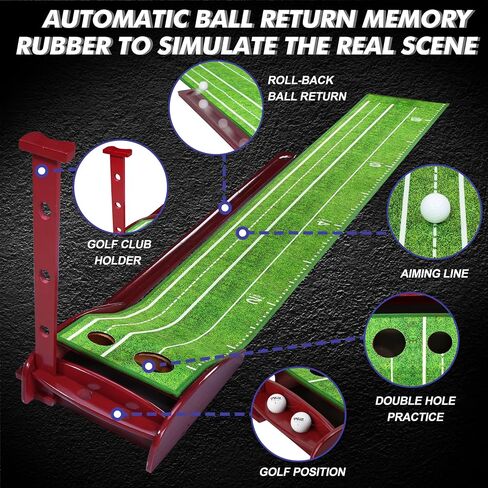 PGM Golf Putting Green Indoor | Crystal Velvet Putting Mat with Auto Ball Return System | Practice Golf Mats for Home, Office & Outdoor Use in Saudi Arabia