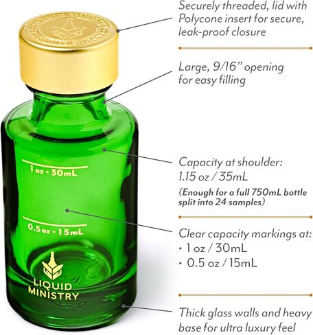(12-pack) 1.2oz / 35mL Glass Small Sample Bottles Clear Color with Capacity Markings, Lids | 1 oz+ Leak Proof & Perfect for Whiskey, Oils, Travel, Juice, & More in Saudi Arabia