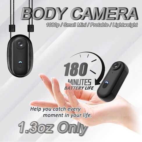 Action Mini Body Camera with Audio & Video Recording - 1080p Personal Civilian Wearable Small 64G Cam - Tiny Pocket Vlogging Portable Hands Free Worn POV Recorder - Travel Pets Baby Family in Saudi Arabia