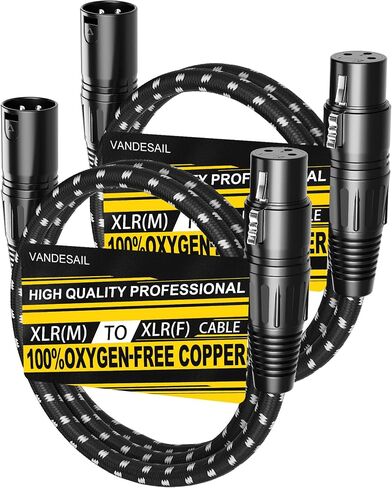 Long XLR Cables 50 ft 2 Pack, Nylon Braided XLR Extension Microphone Cable, OFC Shielded and Balanced XLR Male to XLR Female Mic Cord for Preamp Recording Mixer Amplifie Speaker Black in Saudi Arabia