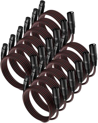 Long XLR Cables 50 ft 2 Pack, Nylon Braided XLR Extension Microphone Cable, OFC Shielded and Balanced XLR Male to XLR Female Mic Cord for Preamp Recording Mixer Amplifie Speaker Black in Saudi Arabia