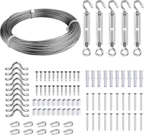 1/16 Wire Rope,1/16 Stainless Steel Wire Cable,Turnbuckles for Cables Wire,200ft 7×7 Strands Core Aircraft Cable with Turnbuckle Kit for String Light Hanging,Picture Wire Hanging,Fence Wire in Saudi Arabia