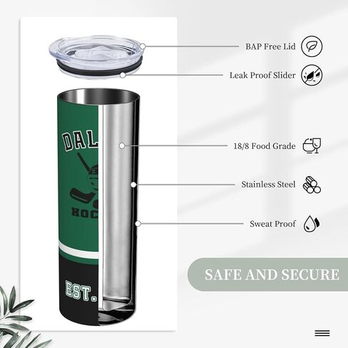 Tumbler 20oz Straight Skinny Car Cups With Insulated Cup Sleeve Portable Handle, Sports Travel Coffee Mug, Stainless Steel, Insulated,Classic Collection Practical Gifts for Fans in Kuwait