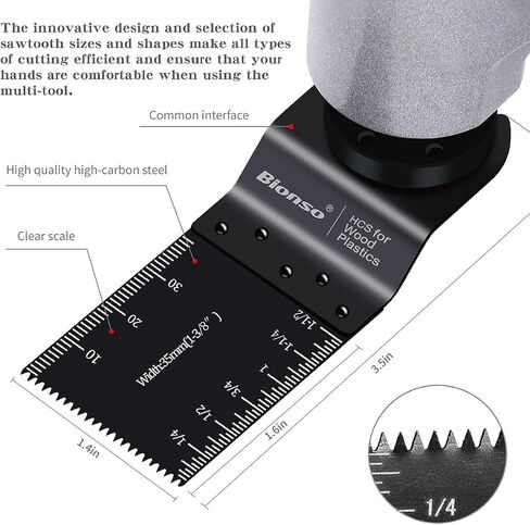 Bionso 55PCS Oscillating Saw Blades, Professional Universal Titanium Multitool Blades for Wood Plastics Metal, Quick Release Multi Tool Kits Fit Dewalt Ryobi Milwaukee Rockwell Fein Makita in Saudi Arabia
