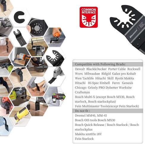 Bionso 55PCS Oscillating Saw Blades, Professional Universal Titanium Multitool Blades for Wood Plastics Metal, Quick Release Multi Tool Kits Fit Dewalt Ryobi Milwaukee Rockwell Fein Makita in Saudi Arabia