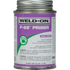 WELD-ON 10216 P-68 PVC/CPVC Non-Bodied Primer - Fast Acting and Low-VOC, Purple, 1/4 Pint (4 fl oz)