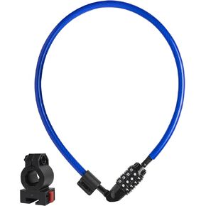 Security Cable Lock Set, Resettable Combination Lock, Mounting Bracket, Portable and Compact for Bikes, Scooters and More, 4ft