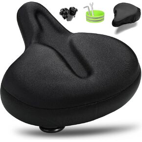 Oversized Bike Seat for Men Women Comfort, Extra Wide Bicycle Seat Cushion with Comfortable Gel Padded, Large Replacement Bike Saddle for Peloton Bike, Stationary Exercise Bike, City Bike, Ebike