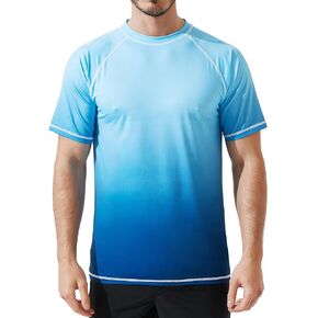 Arcweg Rashguard Men Swim Short Sleeves Diving UV Protection UPF 50+ Elastic Rash Vest Loose Fit Top Swimming Quick Drying