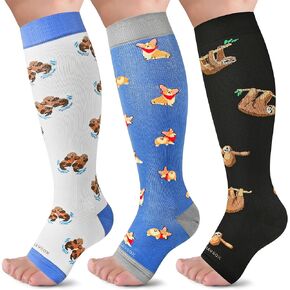 LEVSOX Open Toe Compression Socks for Women & Men 20-30mmHg Toeless Sock Knee High Support Stockings for Circulation Nurses Pregnant Travel