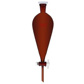 stonylab Brown Separatory Funnel, Thick Walled Conical Shape, 24/40 Ground Joint, PTFE Stopcock Valve, Borosilicate Glass, Chemical Resistant, Ideal for Liquid Extraction and Fractionation, 250 ml