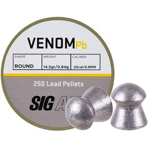 SIG Sauer Venom Pellets, 22 Cal, 14.5 Grains, Round Nose, 250ct