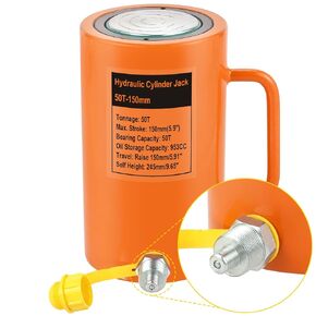 50T 6In Hydraulic Cylinder Jack, Stroke Hydraulic Lifting Cylinder 150mm, Oil Storage Capacity 953CC, Hydraulic Ram Cylinder Solid for Power, Chemicals, Steel, Bridges, Shipbuilding, Machinery