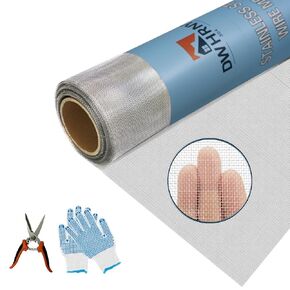 304 Stainless Steel Screen Roll, 40" x10'Stainless Steel Pet Proof Screen Mesh, Heavy Duty Insect Screen for Window Screen/Door Screen/Patio Screen Replacement 20 Mesh 0.09" Diameter Wire