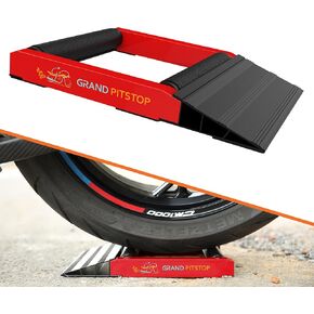 GRAND PITSTOP Motorcycle Roller Wheel Cleaning Stand - Paddock Stand Replacement - Wheel Roller Stand with Ramp Support for tire Cleaning & Chain Lubrication - (Bikes < 600 lb)