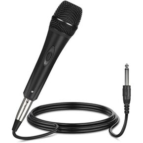 Wired Handheld Microphone Suited for Speakers/Karaoke Singing Machine/Amp/Mixer, with 10ft Cable, ON/Off Switch, Black