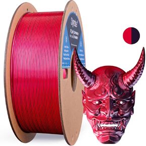 Silk PLA 3D Printer Filament Triple Color Silk PLA Filament 1.75mm 3D Printing Filament Fit Most FDM Printers, 250g Spool(0.55lbs), 3 in 1 Color Rose Red Sky Blue Green