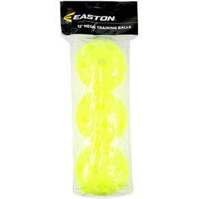 EASTON TRAINING Plastic Softballs, 12 in Neon Yellow Balls, 3 Pack of Balls, Great Training Ball for Hand Eye Coordination, Great For Backyard Play For All Ages