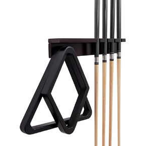 Pool Cue Rack - Pool Stick Holder Wall Mount With 4 Cue Holder & 6 Pack Of Chalk Included - Felt to Prevent Damage - Billiard Table Accessories For Man Cave