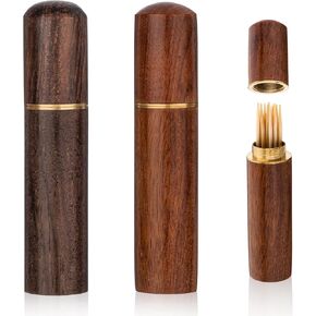 2Pack Toothpick Holder Portable Wood Toothpick Case Waterproof Handmade Craft Toothpick Pocket Box Mini Toothpick Box for Storage Toothpick Needle Pill Bead Ear Pick Cotton Swab and Other Small Object