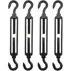 HEVSTIL M6 Turnbuckle Hook and Hook,4Pcs Stainless Steel Turnbuckles M5 Double Hook Turnbuckle Heavy Duty Turnbuckles Cable Turnbuckle for Cable Railing Wire Rope Hardware Kit,Black