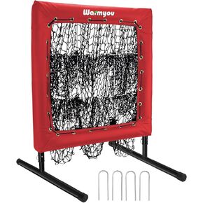 Sports Pitching Net with Strike Zone Baseball/Softball Net Best Hitting Nets Target Portable 9-Hole Pitching Aid Adjustable Height Training Equipment