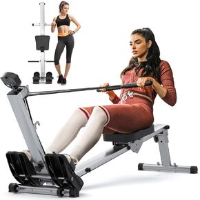 Upgraded Version Rowing Machine for Home Use, Rowing Machine Foldable Rower with Adjustable Resistance, Hyper-Quiet Rower Machine Supports 300LBS