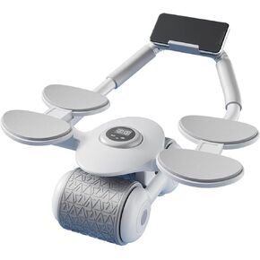 Ab Roller with Elbow Support, New Upgraded Automatic Rebound Abdominal Wheel with 4 Elbow Support, Timer, Knee Pad, Abs Workout Equipment，Dolly Core Strengthening Trainer Fitness Belly Training