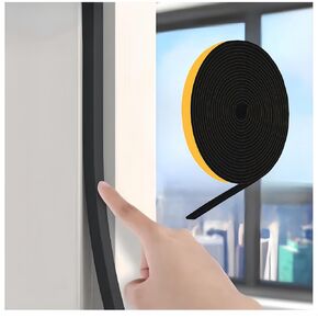 Weather Stripping Door Seal Strip, 33 Ft Strong Adhesive 1/2" Wide x 1/4" Thick Door Weather Stripping Foam Tape for Doors and Windows, Black