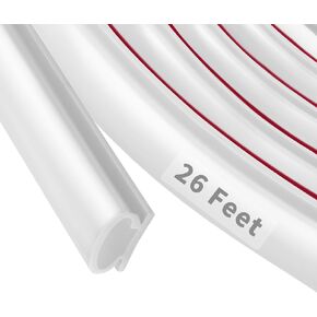 50 Feet D-Shape Rubber Weather Stripping Door Seal Strip, Fingwerk Self-Adhesive Backing Door Weatherstripping for Door Frame Insulation Large Gap, Easy Cut to Size with Tailor Scissors(Black)