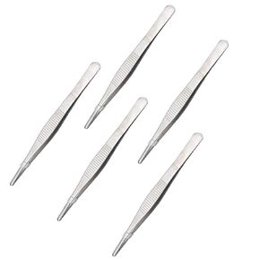 IronSeals 5 Pack Stainless Steel Tweezers, Medical First Aid Serrated Forceps