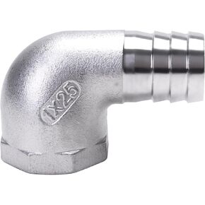DERNORD 1/2" Hose Barb x 1/2" Female NPT Stainless Steel 90 Degree Elbow- Home Brew Pipe Fitting
