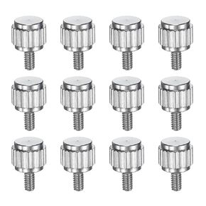 HARFINGTON 12pcs Knurled Thumb Screws M2.5x4mm Stainless Steel Locking Screws Round Flat Head Knob Bolts for Slide Caliper Measuring Tool Accessories, Silver