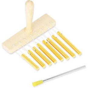 TNZMART 8 Note Bar Chimes Handheld Wind Chimes with Stick Single Row Musical Chimes for Practice and Performance (8 Note Gold, Single Row)