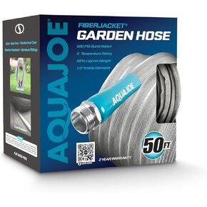 Aqua Joe AJFJH50-PRX Xtreme Fiberjacket Garden Hose, 50-Foot, Metal Fittings