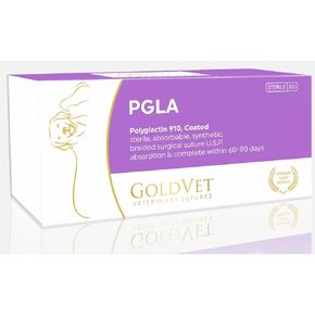 Polyglactin 910 Veterinary Suture 3-0, 3/8 Round 19mm Reverse Cutting Needle (Comparable to Vicryl), 35"