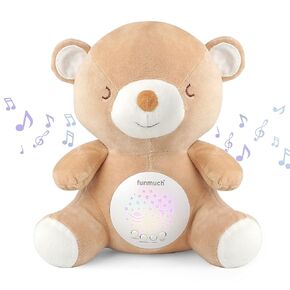 Baby Sleep Soother, Mom's Heartbeat Lullabies Soothing Sounds White Noise Machine, Auto-Off Timer Night Light Projector, Unique Gifts for Babies, Stuffed Animal Toys (Polar Bear)