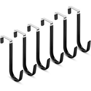 Over The Door Hook - 4 Pack Single Hooks Hanger Metal for Hanging Towel Coats Clothes Hats Bags Bathroom | Black
