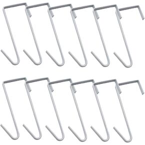 OJYUDD 12 Pack White Smart Over The Door Hook,2 Side Metal Z Hooks,S Hooks for Hanging Coats,Bags,Towels for Bathroom,Kitchen,Office