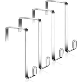 MISSLO 4 Pack Metal Over The Door Hook for Hanging Towels Rack Heavy Duty Door Hanger Organizer for Hang Clothes Coats in Bathroom Bedroom
