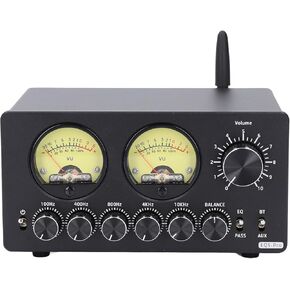 5 Band Sound Equalizer, Bluetooth, Stereo Video, 3.5mm AUX - Input, Video, 3.5mm AUX - Output, EQ Preamp Equalizer with Vintage VU Meter for Recording, Streaming, Podcasting