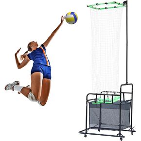 Volleyball Setter Trainer Net, Adjustable Height and Angle Volleyball Trainer Net, Volleyball Target Net with Wheels and Collection Bag, Volleyball Training Equipment for Indoor and Outdoor