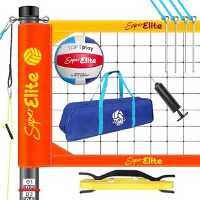 Heavy Duty Volleyball Net Outdoor Backyard with Aluminum Adjustable Scoring Poles, Professional Portable Regulation Volleyball Nets Set for Grass and Beach, Carrying Bag