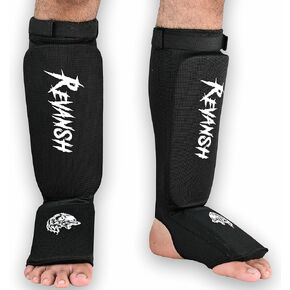 Revansh Shin Instep Guards - Unisex High-Impact Foam Leg Protectors for MMA, Muay Thai, Kickboxing, BJJ, Karate, Taekwondo - Ergonomic Design, Sizes XXXS to XL
