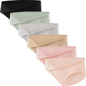 HBselect Maternity Underwear Cotton 6 Pack Pregnancy Postpartum Underwear Maternity Panties Under the Bump Bikinis