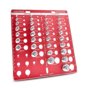 Thread Checker, Nut and Bolt Thread Checker, 42 Holes Thread Checker with 19 Standard and 15 Metric Nut and Bolt, 8 Drill Bit Gauge, Wall Mounted Bolt Size Finder with inch & cm Ruler