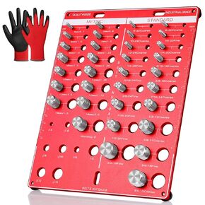 42 Nut and Bolt Thread Checker,Bolt Size and Thread Gauge, 15 Metric & 19 Standard & 8 Drill Bit Gauge, Thread Pitch Gauge, Wall-Mountable Bolt Thread Identifier Gauge with Inch & Cm Ruler