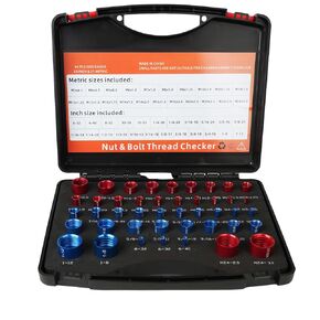 Thread Checker, 44 Nut and Bolt Thread Checker Individually Housed in Case, Bolt Size and Thread Gauge 23 Inch & 21 Metric, Suitable for Size Check in Tricky and Narrow Areas