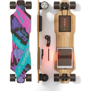 Electric Skateboard with 450W*2 Motor & LED, 37" Longboard with Remote Control, 4 Modes Max 16Mph, 9 Layers Deck, Electric Skateboards for Adults & Teens Effortless Commutes and Fun Rides,