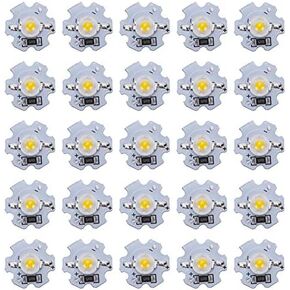 Hyuduo 1W 5V LED Chip Bulb, Light Beads 200lm Brightness High Bead Light Source Chip with Aluminum Plate for Floodlight, Pack of 25(Warm White 30003200K)